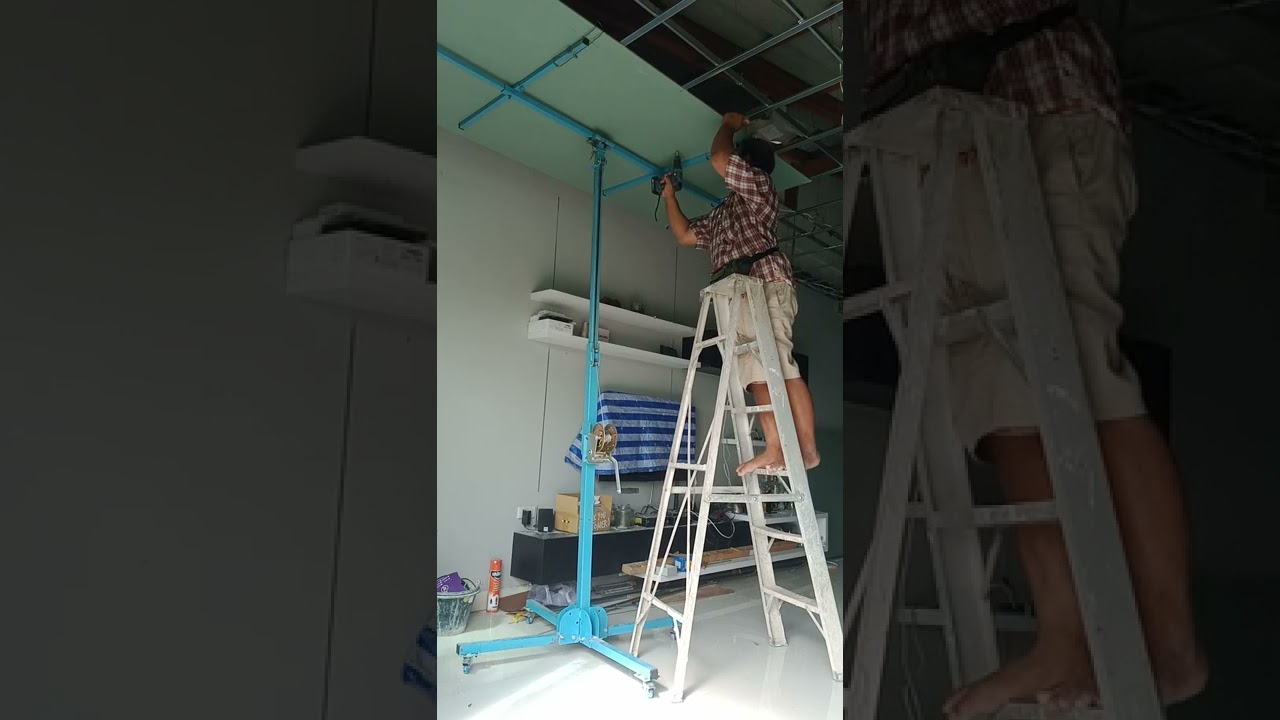 แท่นยกแผ่นฝ้าทำเองครับ