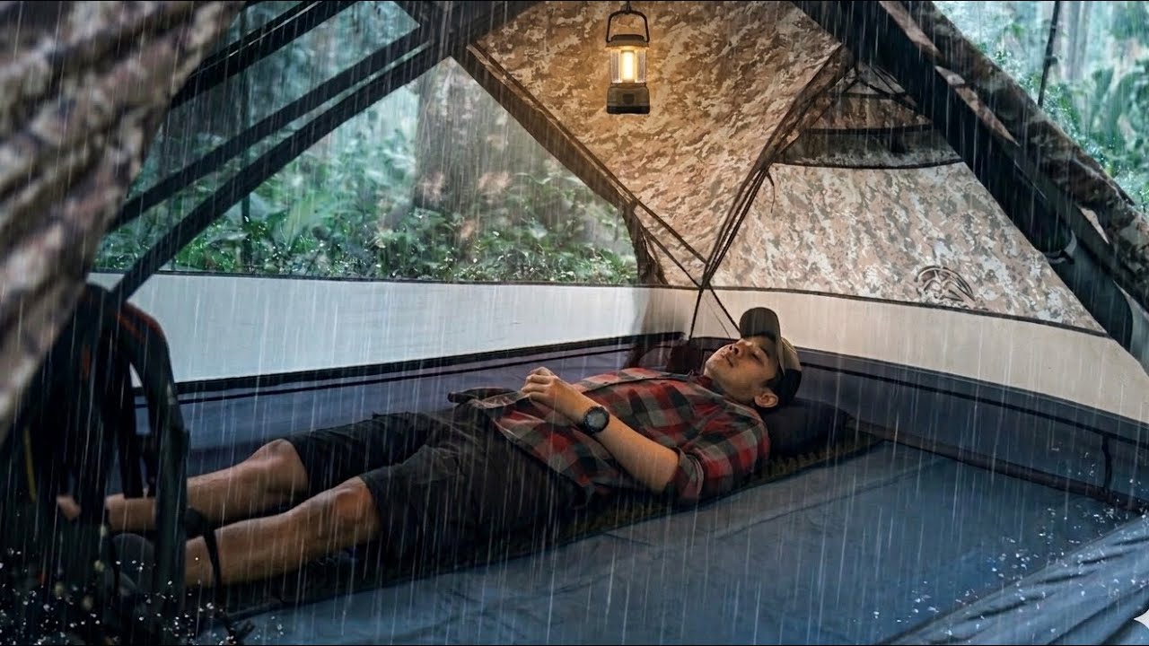 Long Heavy Rain Camping || Solo Camping in Very Long Rain