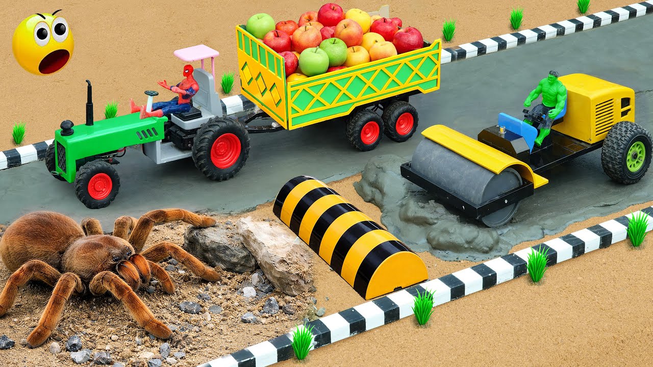 DIY Science Project – RC Mini Tractor Builds Strong Concrete Road with Road Roller
