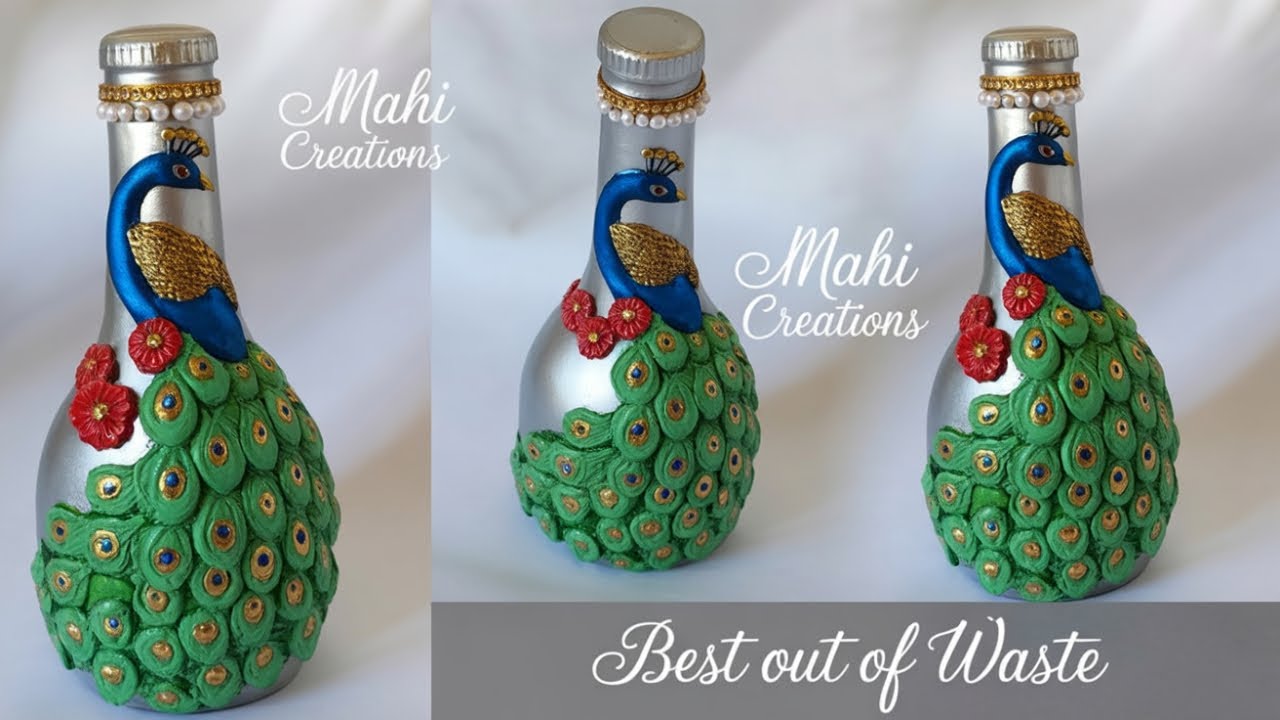 Beautiful Bottle Art from Waste Glass Bottle / DIY Home Decor / Colorful Aesthetic Bottle Craft