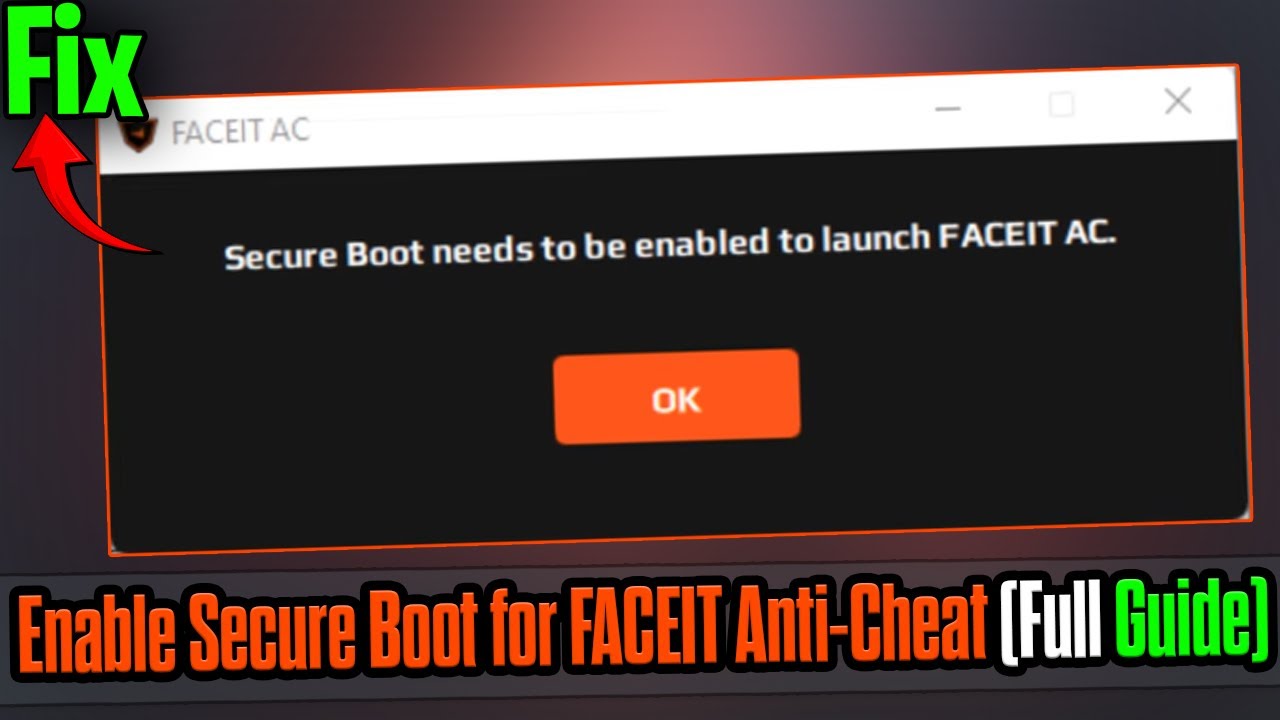 Античит FACEIT не запускается? Включите безопасную загрузку (Windows 11/10) ✅