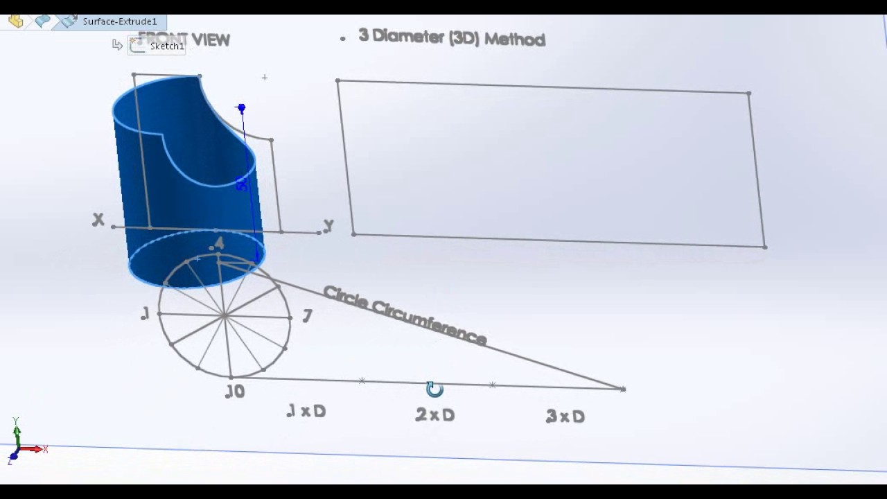 Development of cut cylinder (circular cut)