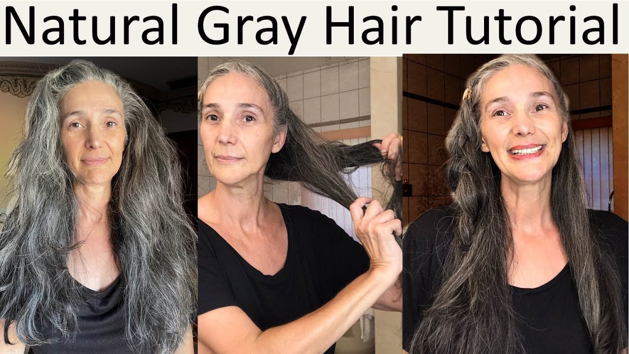 Natural Gray Hair Tutorial - Hairstyles & Tips - Get Ready With Me - Over 50 Thick Long Hair #3