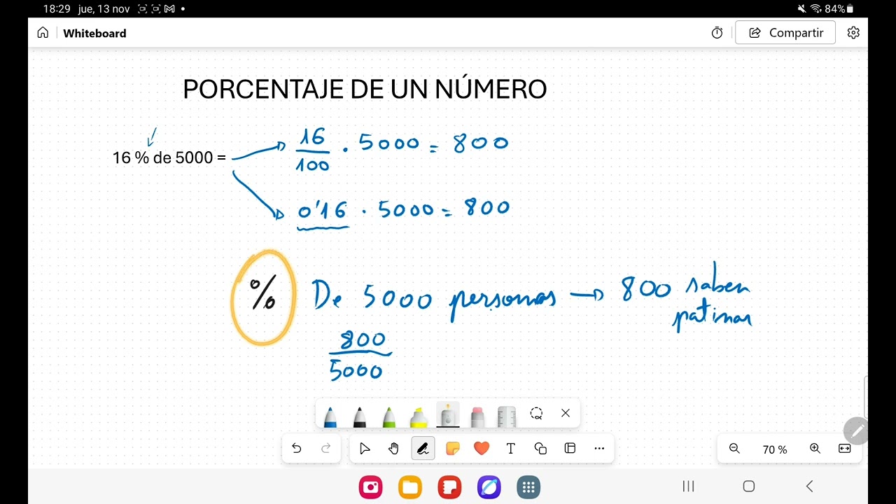 4.  Porcentaje de un número y calcular un tanto por ciento