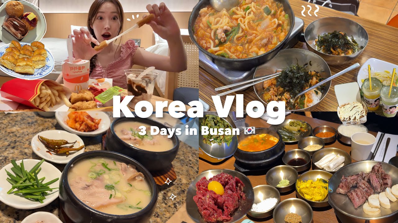 【Vlog】2泊3日の韓国釜山旅行☁️🇰🇷暴飲暴食スイッチON🚨食べて、買って、過去一満たされた🍖💕 韓国雑貨/グルメ/カフェ/観光🍽️