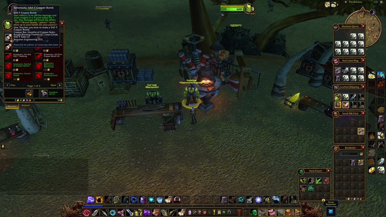 Merchant's Favor Engineering Schematics Vendor Location [HORDE], WoW Forever - Fizzlefuse Location