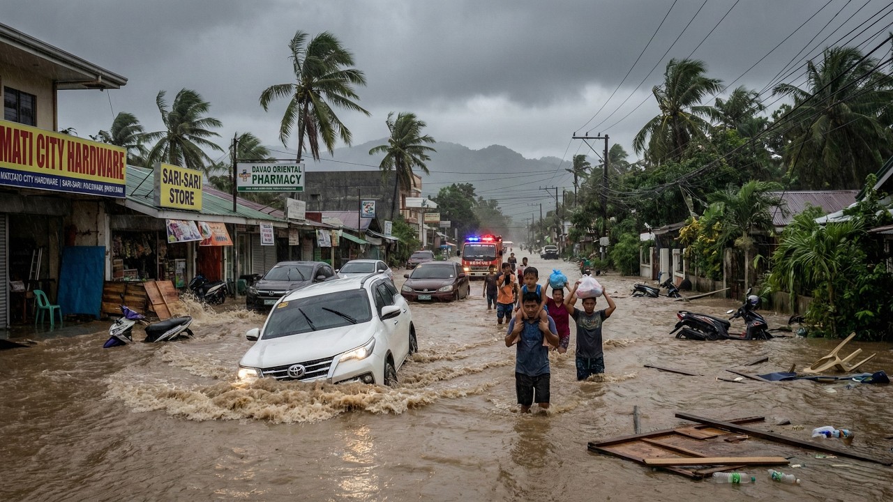 🌧️Смертельная катастрофа в городе Мати, Филиппины: оползни похоронили семью, а внезапные наводнен...