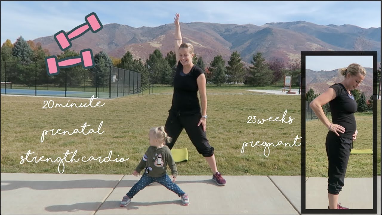 20 Minute Cardio Strength Prenatal HIIT Workout (24 weeks pregnant)
