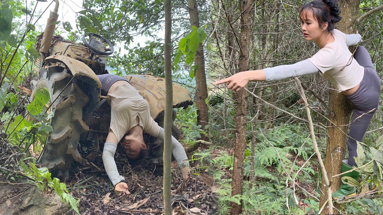 The abandoned car in the forest took 35 days to complete, including engine restoration.