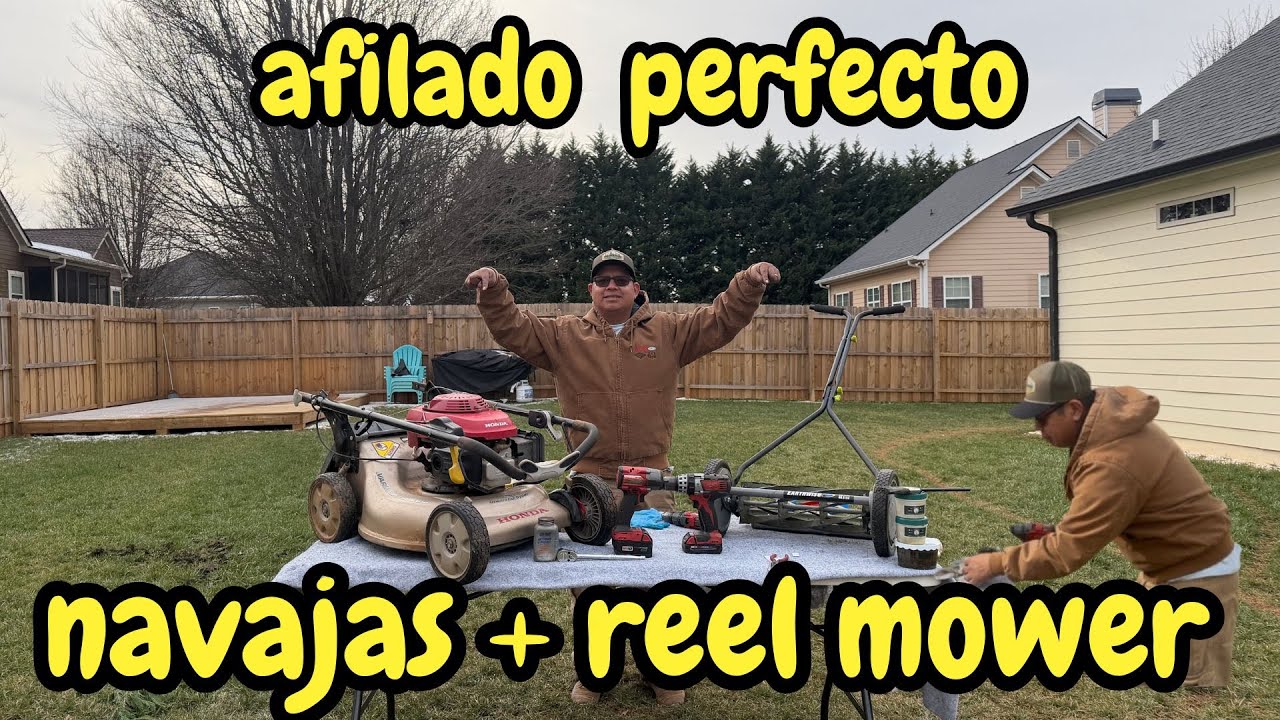 cambio de cuchillas y afilado de reel mower o maquinita manual