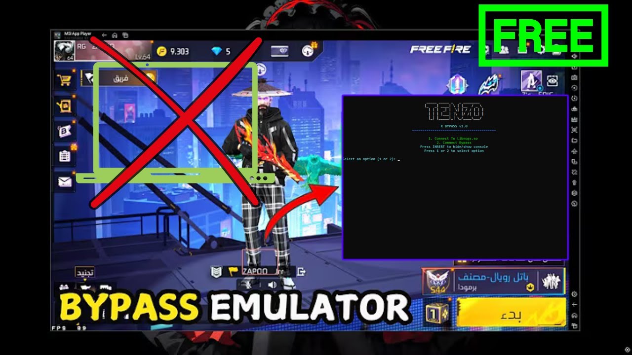 PC EMULATOR BYPASS 💻 FOR FF FREE | 100% ANTIBAN | FF PC LOGO REMOVER🎯 OB49 SAFE