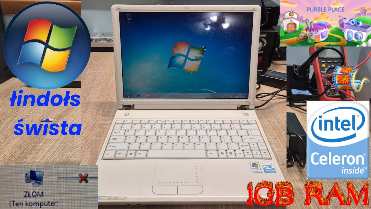 LAPTOP ze śmietnika stary 32-bit 1GB RAM Intel Celeron - próba wgrania systemu Win Vista, 7, 10