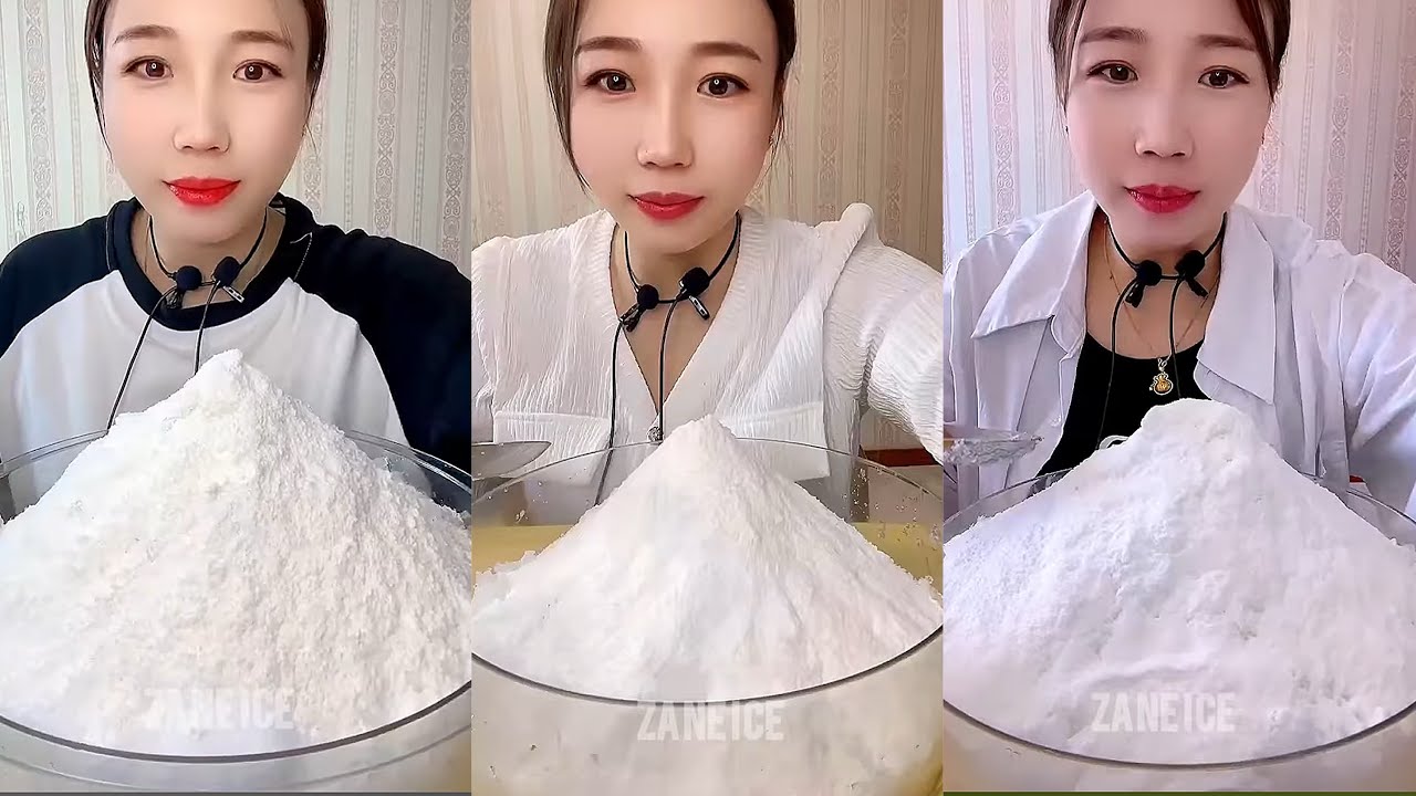 REQUEST || ASMR WHITE POWDERY SHAVED ICE EATING WITH COCONUT MILK POWDER