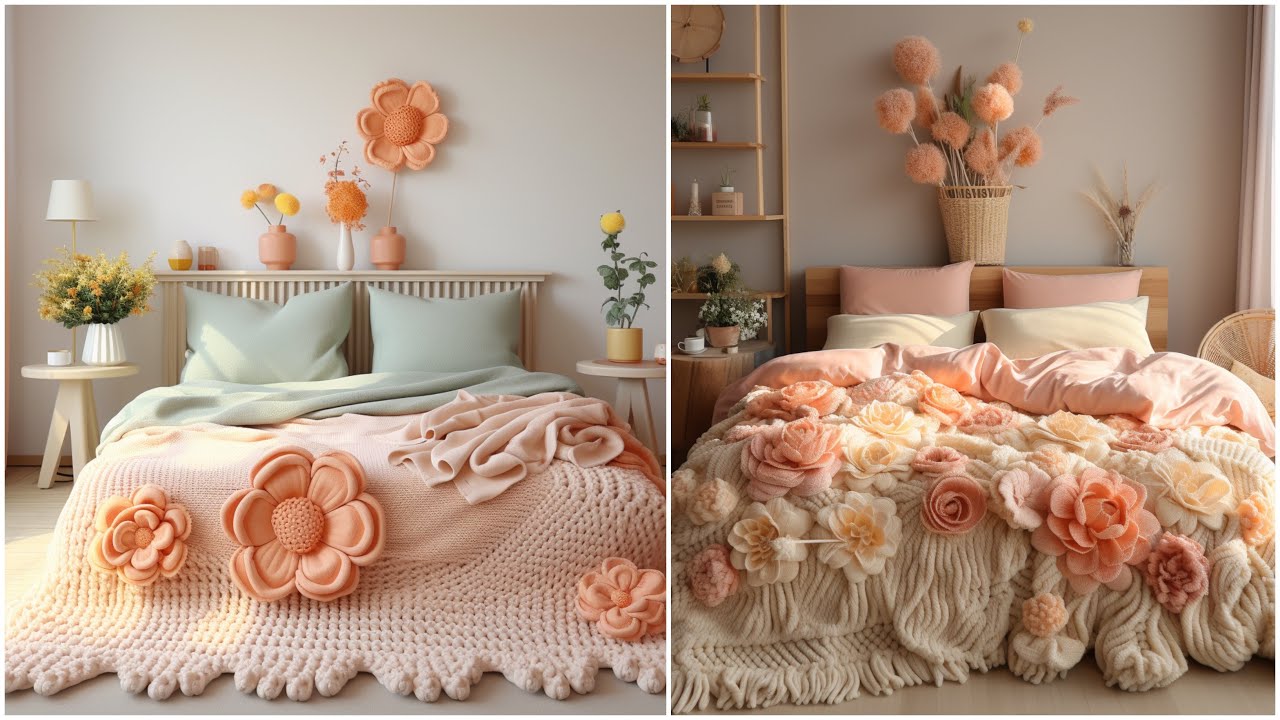 Crochet Nice bed sheet model knitted with wool (share ideas)
