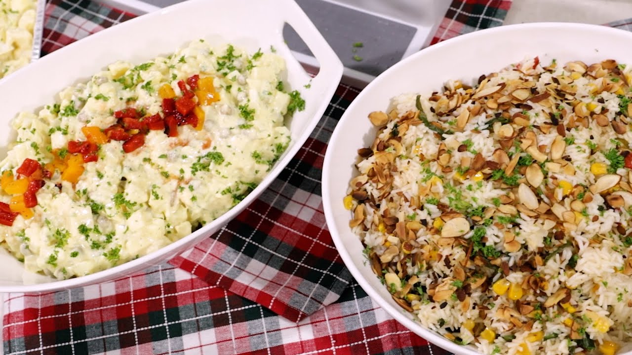 Arroz con Almendras Tostadas y Ensalada de Papa y Manzana