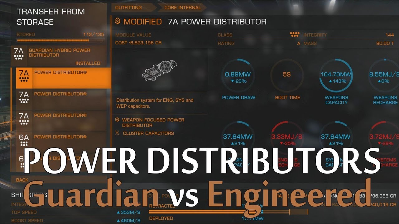 Elite:Dangerous. Power Distributors: Guardian vs Engineered