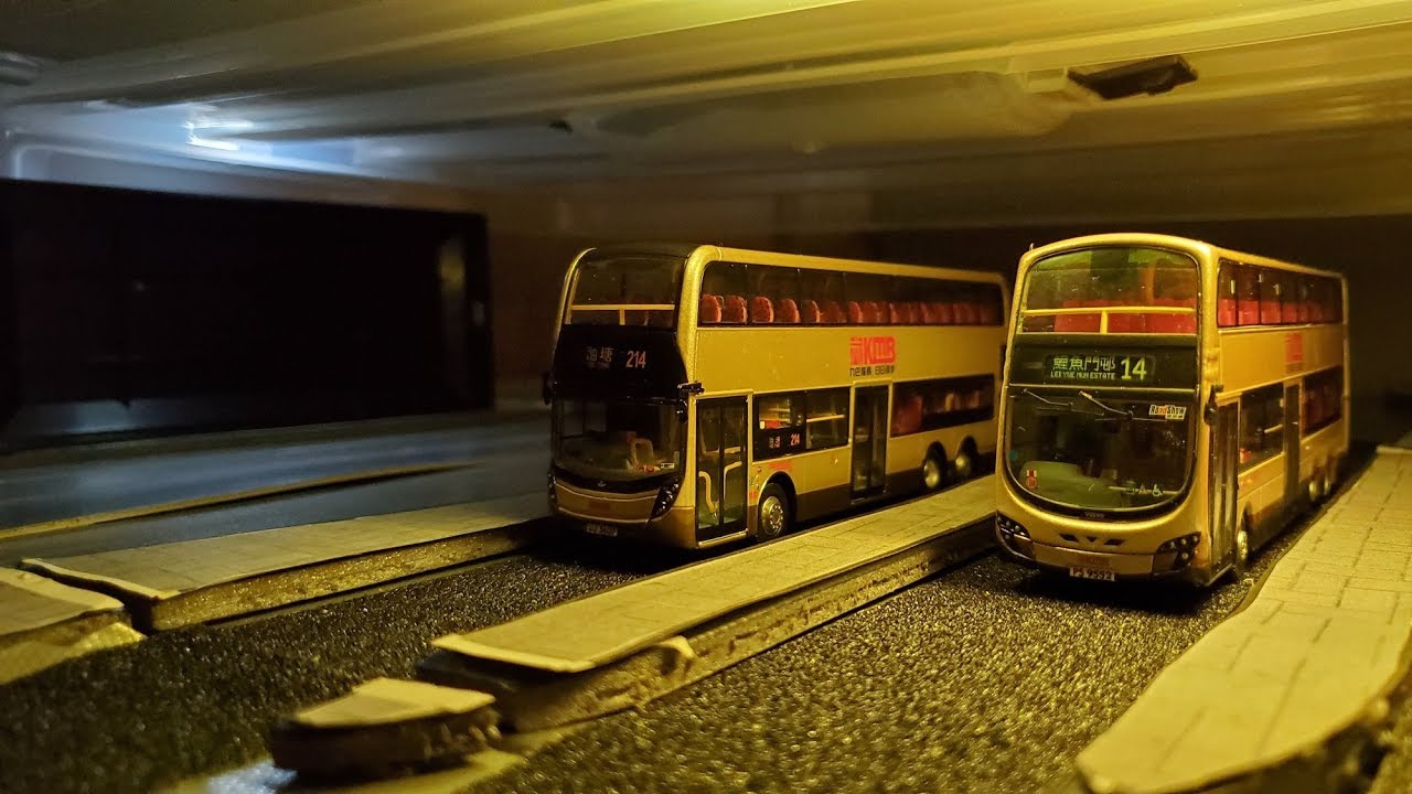 [九巴KMB/DIY街道] 1:76巴士模型 動畫#23 夜晚，巴士總站開著燈 (Bus Terminal at Night)
