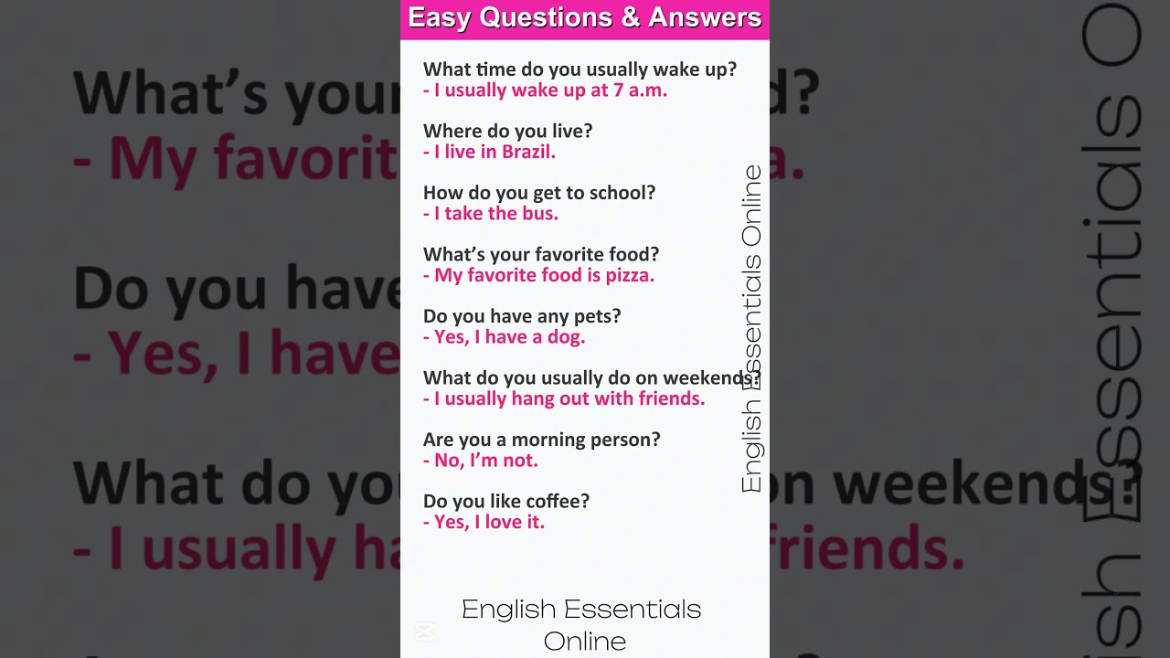 100  Questions and Answers for Everyday Conversations | English Speaking Practice