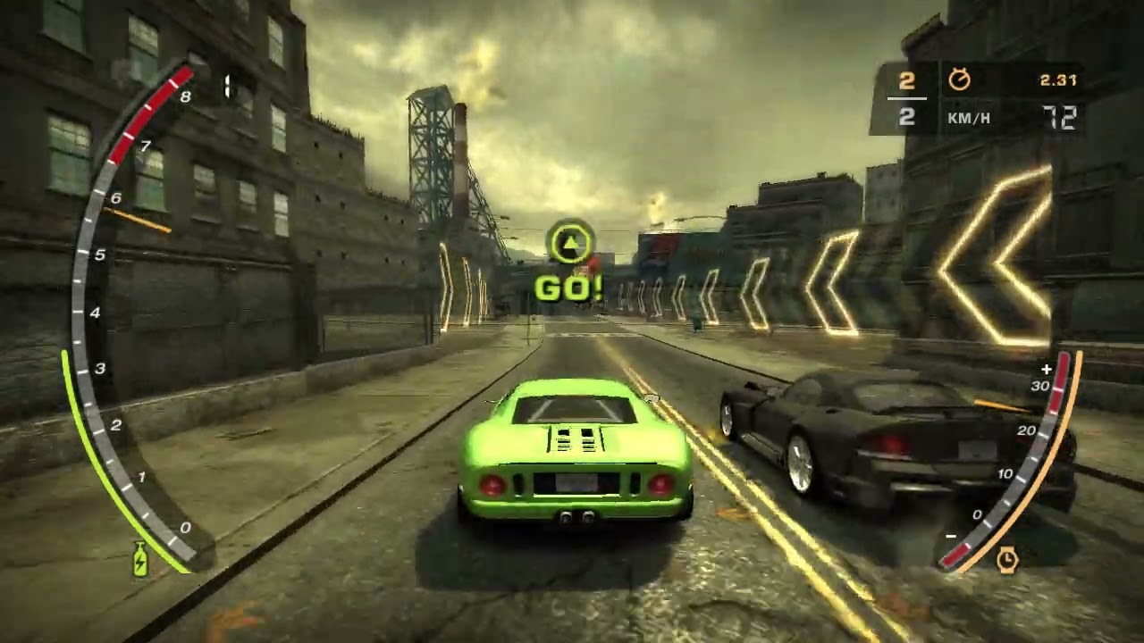 Need For Speed Most Wanted 2005 - Quick Play - Green Ford GT - Drag Race + Finish & Totaled Attempt