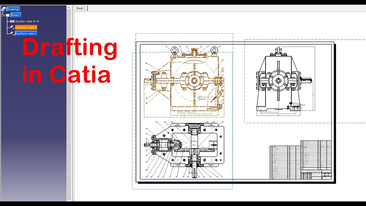 Hướng dẫn xuất bản vẽ 2D đầy đủ khung tên, hình cắt, kích thước, dung sai | Drafting in CatiaV5