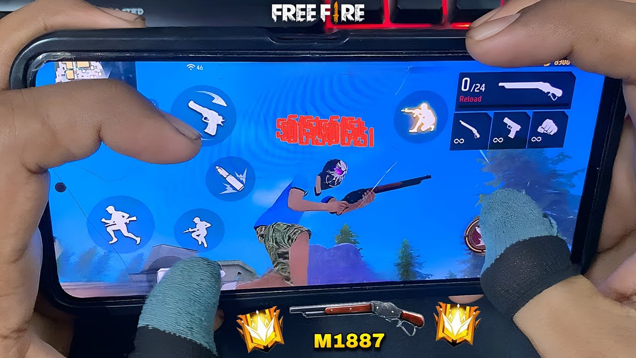 4 Finger Custom Hud | Free Fire🔥Handcam Gameplay #freefire | M1887😱OneTap🔴Headshot