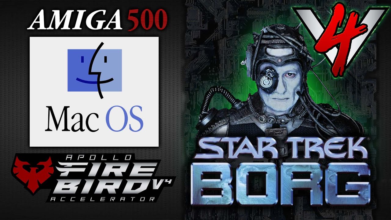 Amiga 500 an Apollo V4 Firebird Accelerator running MacOS 8 STAR TREK BORG GAME