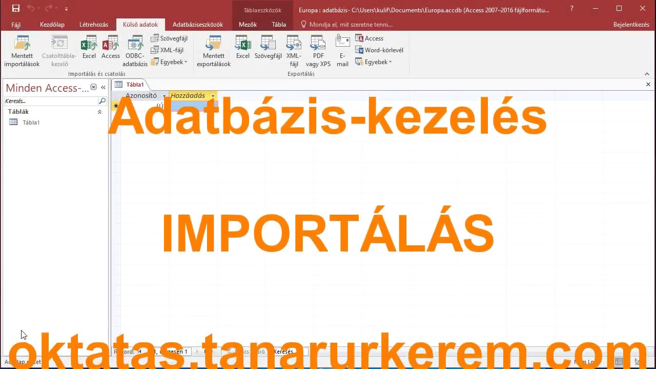 Adatok importálása (Access)