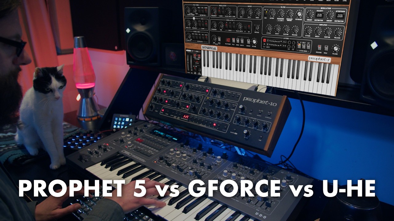 GForce Prophet 5 vs U-he Repro-5 vs Hardware (No talking, no effects)