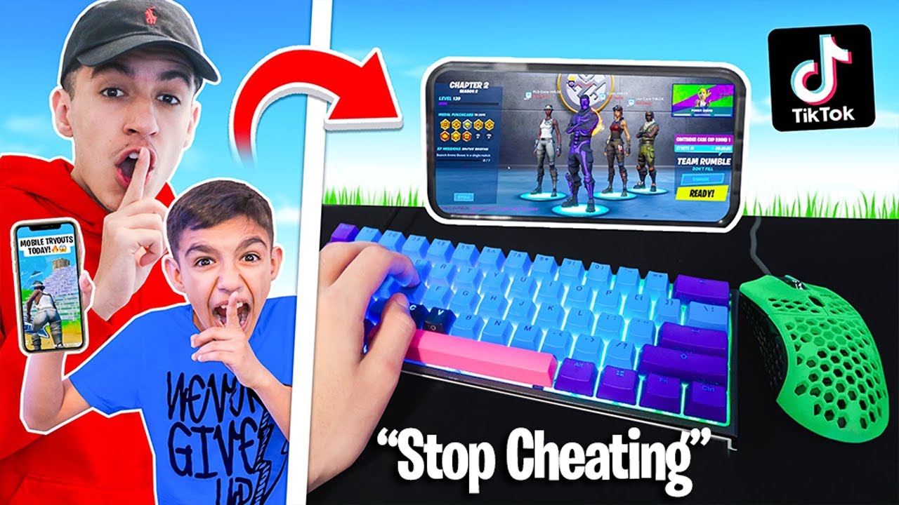 Brothers Try Out For A TIKTOK Mobile Fortnite Clan While Cheating With Keyboard And Mouse!