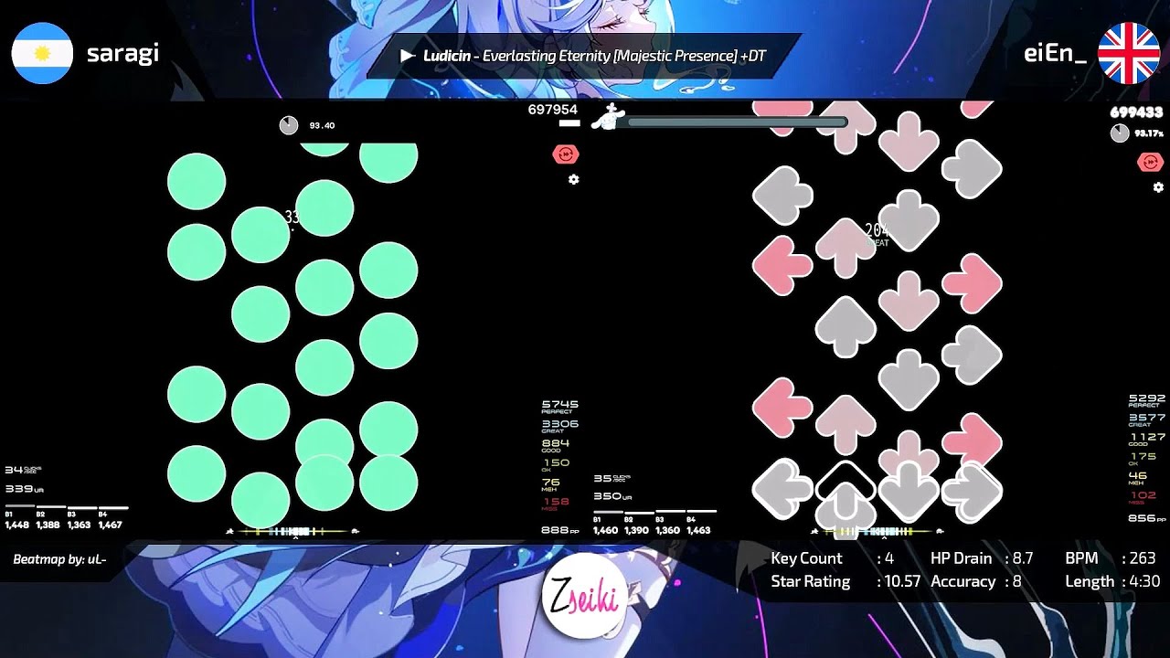 saragi VS eiEn_ | Ludicin - Everlasting Eternity [Majestic Presence] +DT - osu!mania