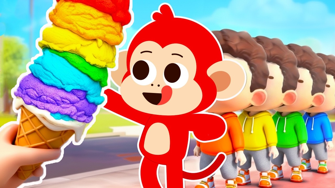 Line Up Song 🍦🍨 Wait Your Turn | Learn Good Habits | Nursery Rhymes with Monkey Simple Songs