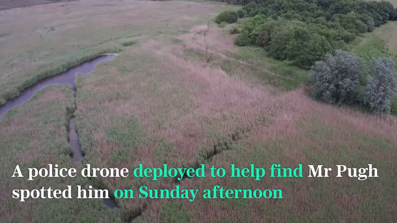 Drone finds 75-year-old man who got stuck in marshes