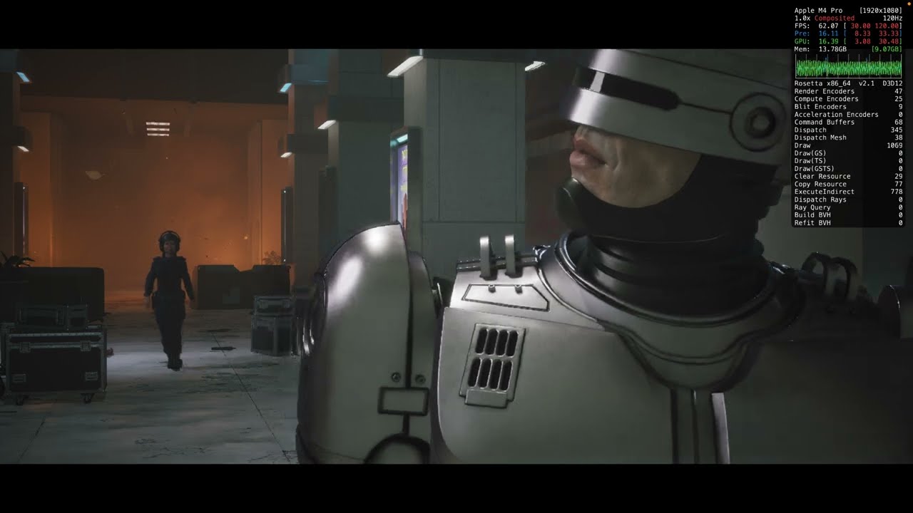 RoboCop Rogue City - Mac Mini M4 Pro 16 Core- 1080p - Epic - FSR Quality
