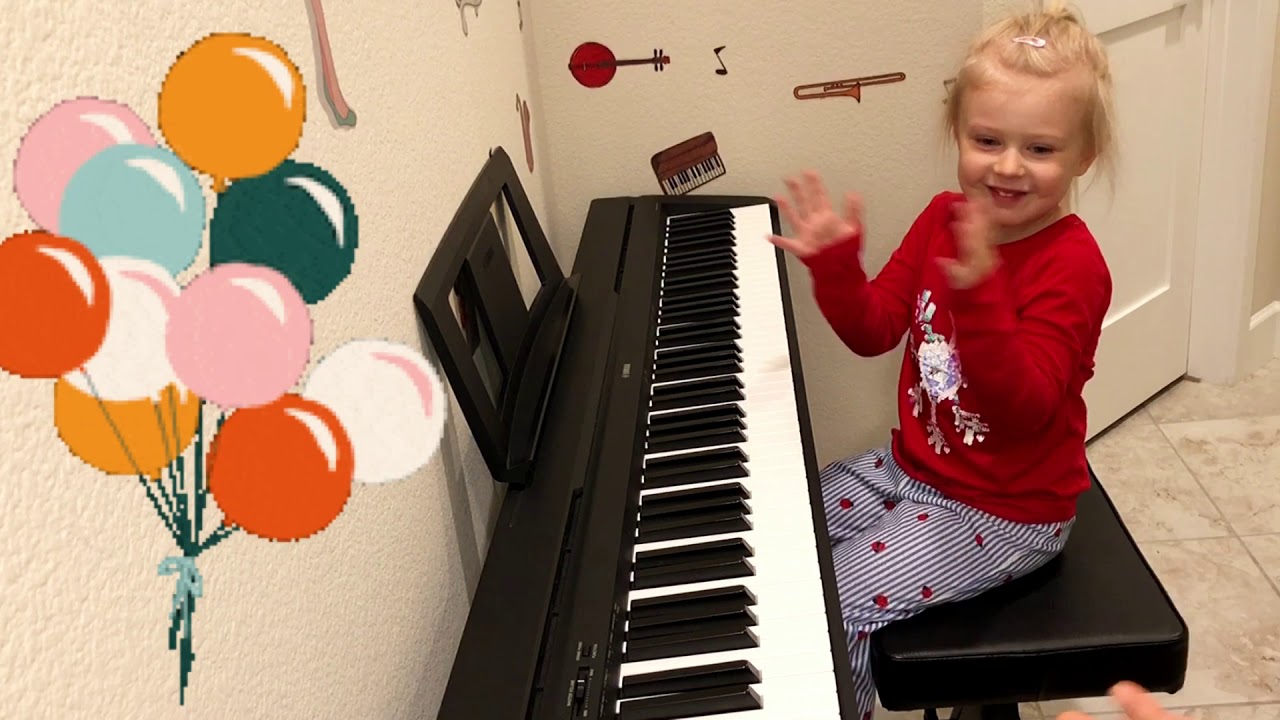 MUSICAL BALLOONS STORY. THE MUSIC CONCEPT OF PITCH (HIGH & LOW SOUNDS) PIANO LESSON WITH 4 YEAR KID