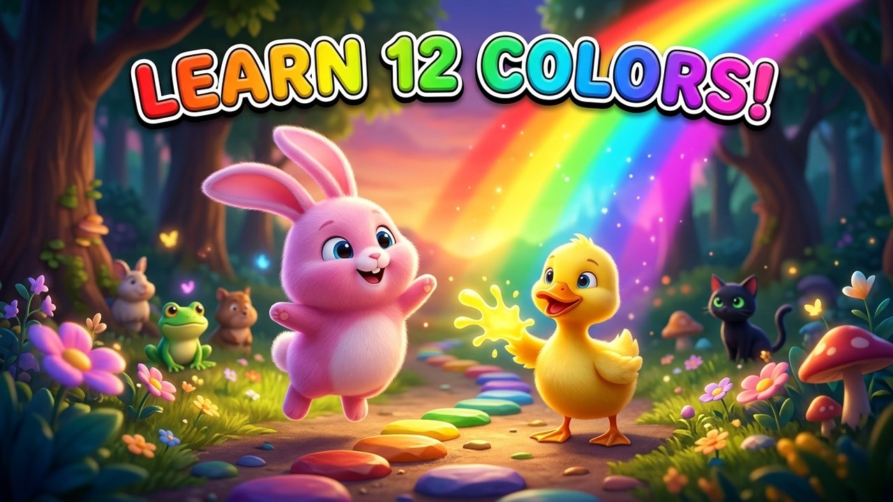 12 Colors for Kids in Urdu & English! 🌈 Learn with Cute Animals | Kids TV Online Learning