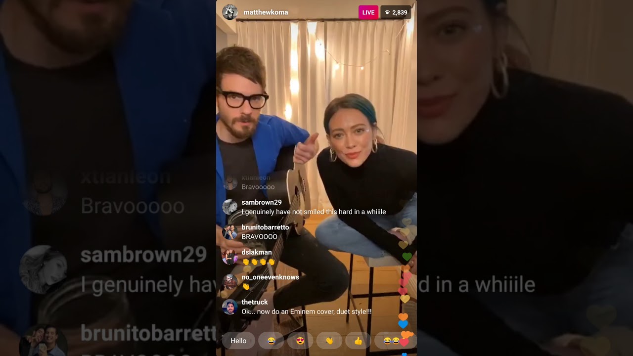Hilary Duff and Matthew Koma live video on Instagram - Never Let You Go