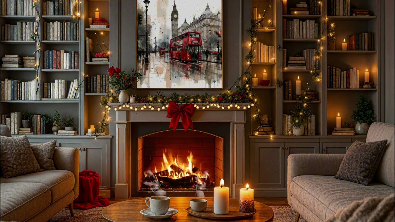Cozy Living Room Ambience with Fireplace | Calm Reading & Relaxing Atmosphere