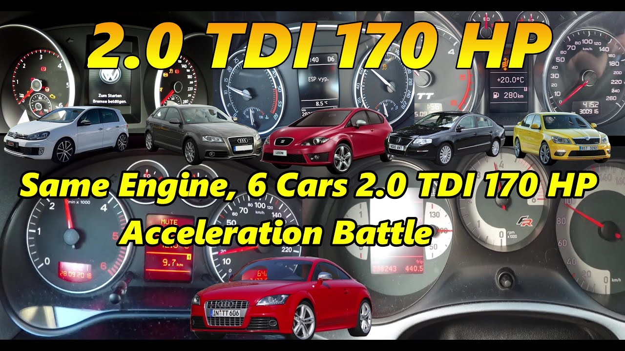 Same Engine, 6 Cars &ndash; 2.0 TDI 170 HP Acceleration Battle
