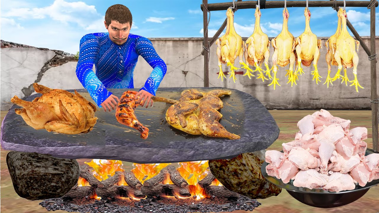 Chicken Cooking On Rock Street Food Hindi Kahani Chicken Fry Hindi Moral Stories Funny Comedy Video