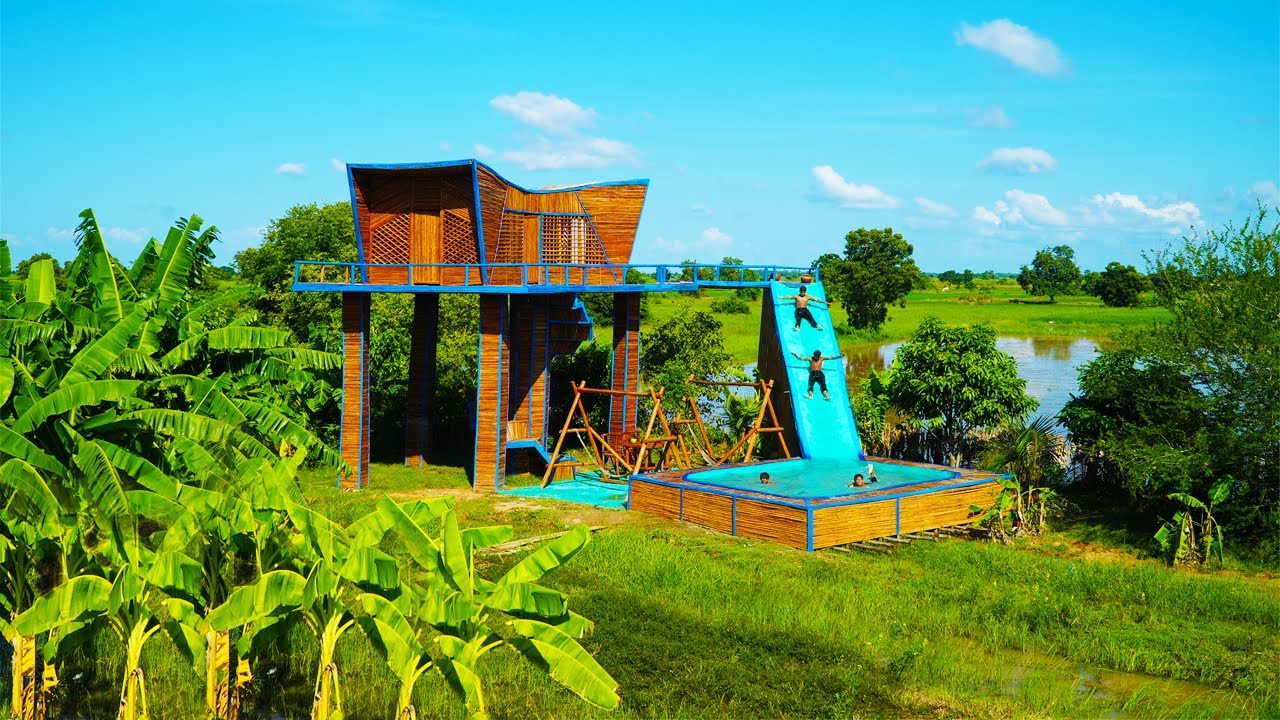 [Full Build] Build The Most Modern Bamboo Resort House & Best Swimming Pool And Amazing Water Slide
