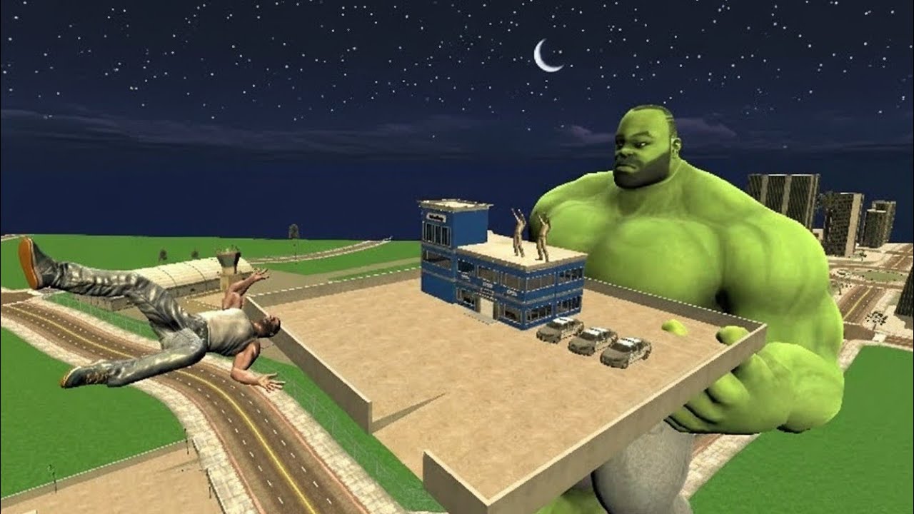 Giant Green Hulk Vs Franklin -INDIAN BIKE DRIVING 3D 