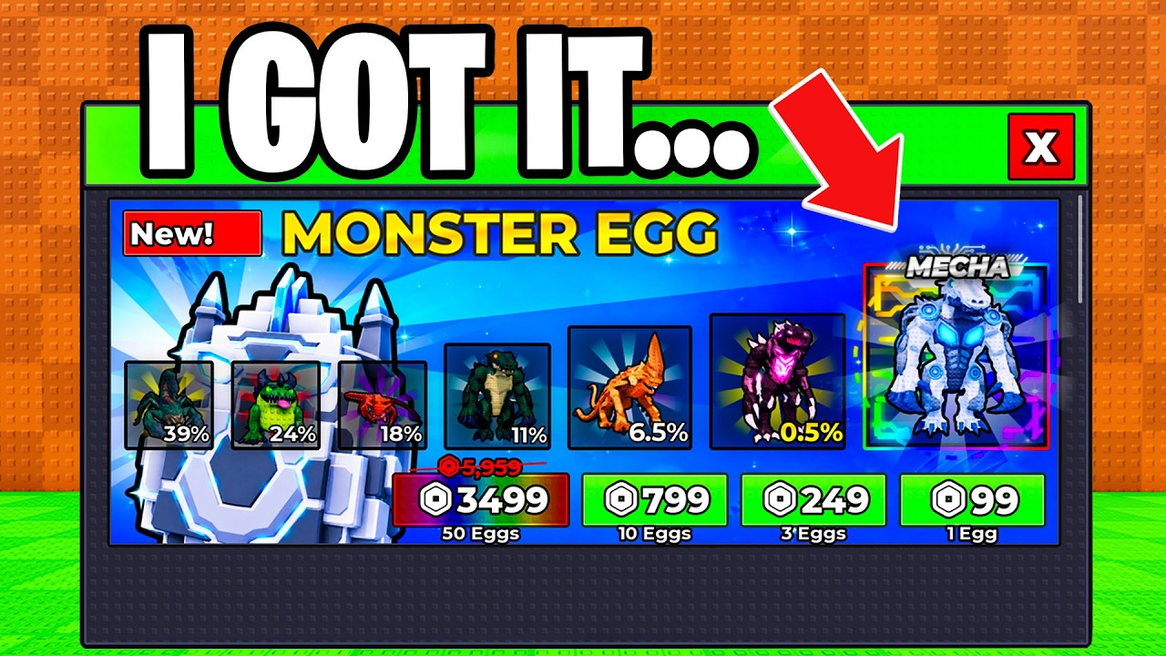 OPENING 50 MONSTER EGGS FOR 1% MECHA RE-ROLL IN STEAL AN EGG!