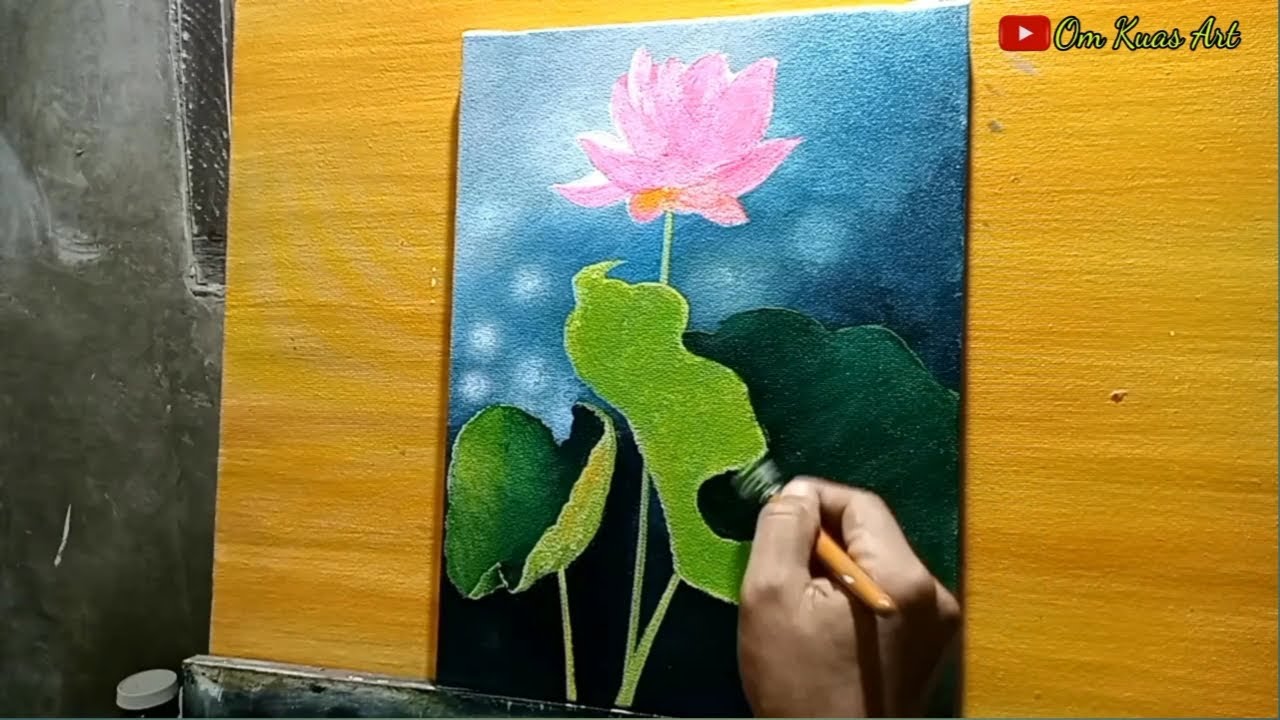 Melukis Bunga Teratai Pada Kanvas Bagian Pertama ‼️Acrylic Painting.210