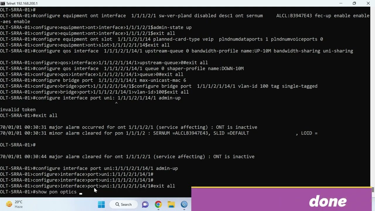 Nokia OLT Configuration for ONT register