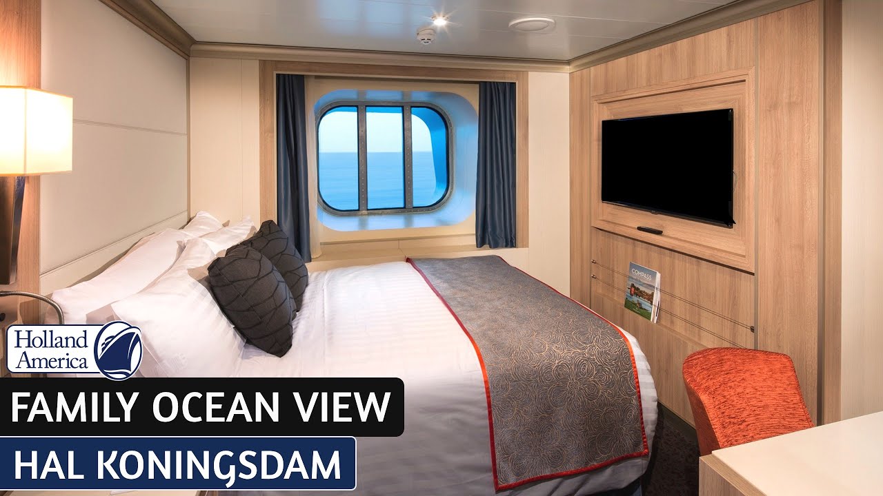 HAL Koningsdam | Family Ocean View Stateroom Full Tour & Review 4K | Holland America Line
