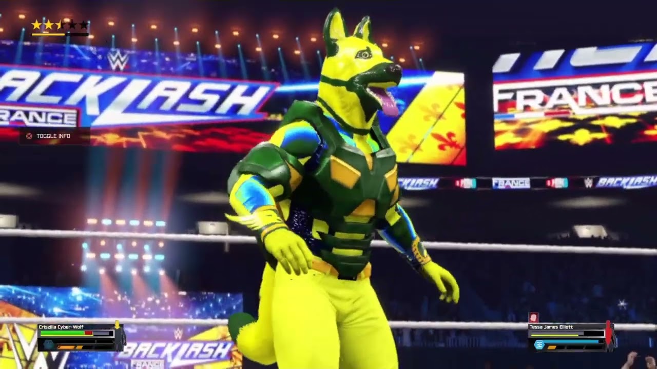 WWE 2K25: Крисзилла Кибер-Волч против Тессы «Джеймс» Эллиот