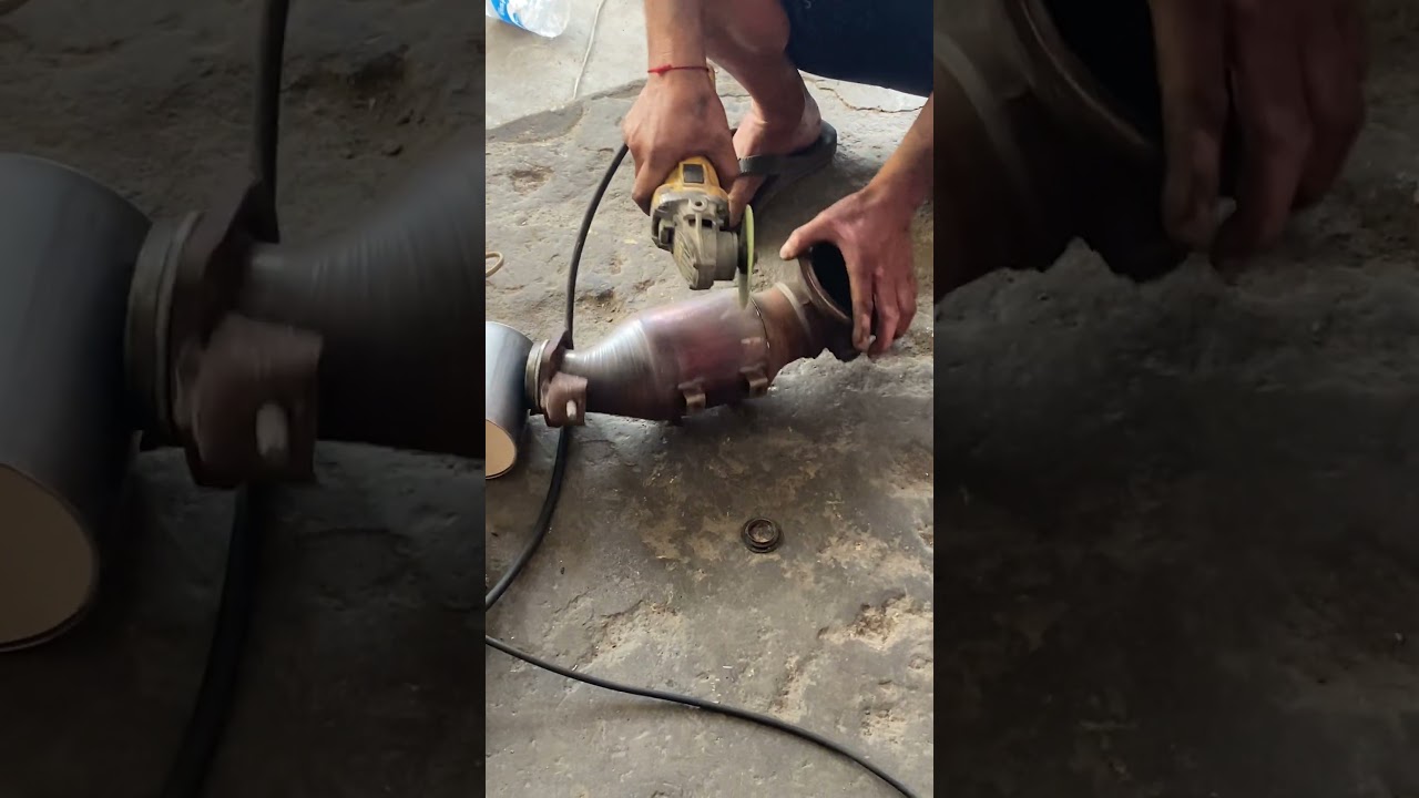 Cutting Catalytic Converter #automobile #carmaintenance #welding #carrepair #weldwheel #stickwelding