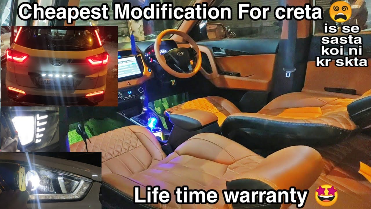 Creta😵Cheapest Modification😱₹25000 at karol bagh❤️ Life time warranty👉interior+Led+matrix+stereo
