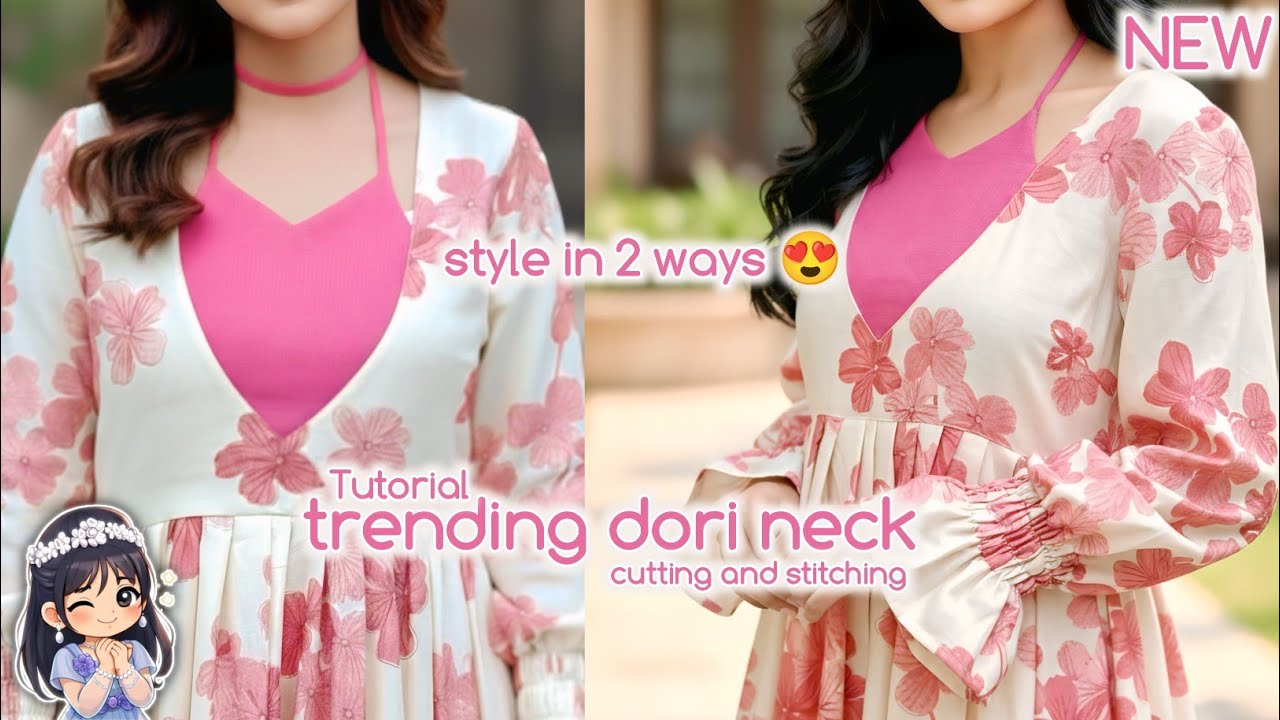 Trending dori neck design cutting and stitching , dress cutting & stitching #khushiraeen 
