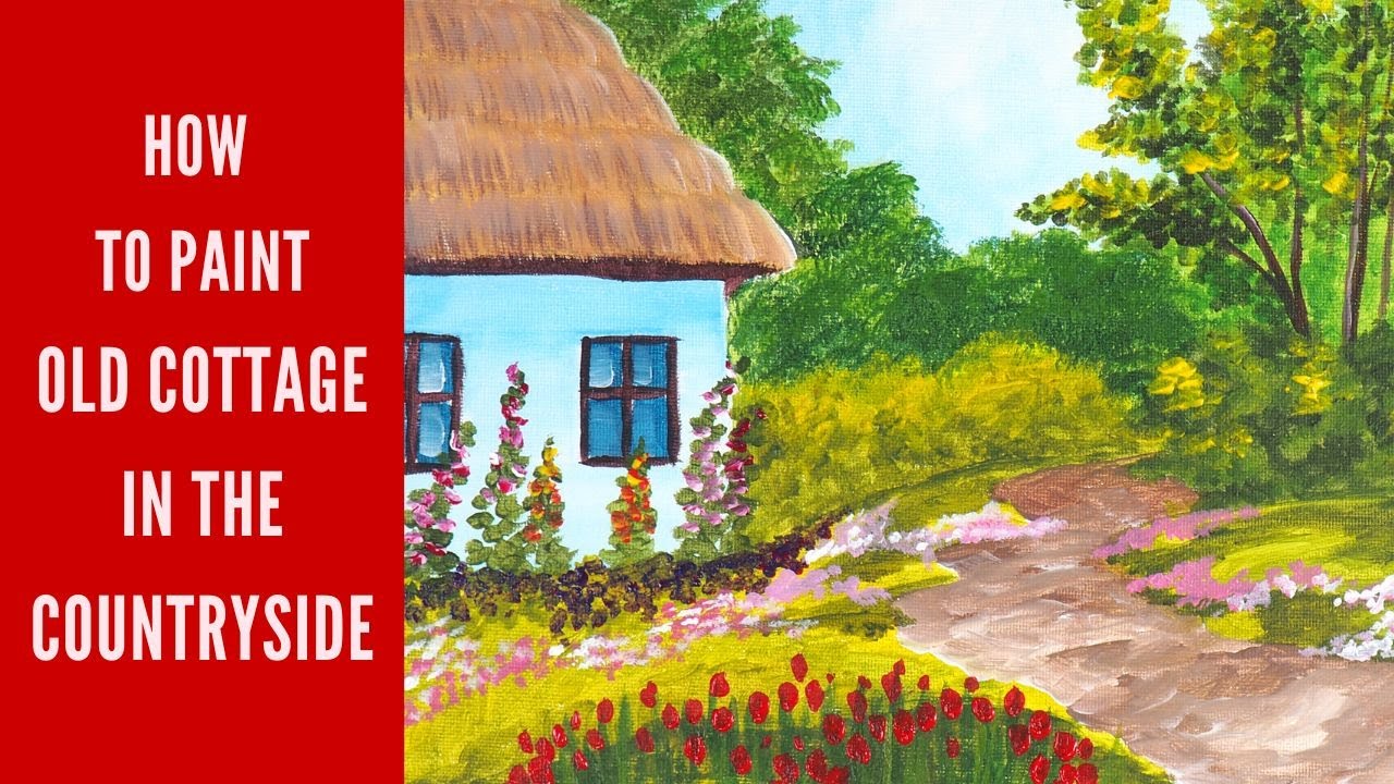 How to Paint Old Cottage in the Countryside | Easy Acrylic Painting | Relaxing Painting